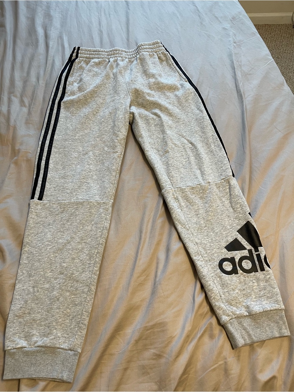 Adidas Kids' Gray Three-Stripe Sweatpants
